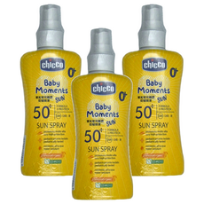 Chicco 寶貝嬰兒輕潤防曬噴液 SPF50+，UVA/UVB/紅外線防護，150ml, 3瓶