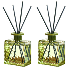 SC優選 植物精油 復古黑波紋瓶乾燥花無火藤條香薰擺飾 - 威斯汀白茶 200ML, 2瓶