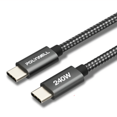 POLYWELL 寶利威爾 USB Type-C 240W 5A 快充編織線 短尾版, 2m, PW15-W45-M882, 1條