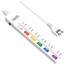 Tyson 太順電業 6切6座2P延長線 TS-266AS, 可轉向平貼式插頭, 4.5m, 1條