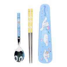 LiLFANT 輕巧真空不鏽鋼餐具組 大耳狗 1組, 盒子 + 湯匙 + 筷子