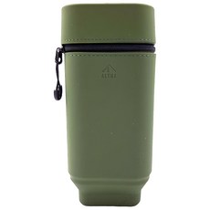 LIHIT LAB. 立式矽膠筆袋, 文具收納, 可容納約20支筆, 橄欖綠, 1個