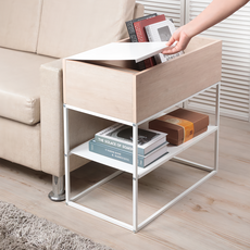 變換自在的收納日常床頭櫃 寬度60cm 多用途邊桌, 淺色系
