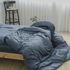 BUHO 布歐 素面文青300織 TENCEL 天絲 60支紗 雙人加大床包被套四件組 - 蒼山藍
