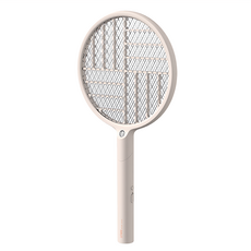 向物 雙模可折疊電蚊拍 高亮LED燈 1200mAh電池 紫光誘蚊 3層安全防護網, 白色