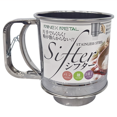 MINEX METAL 不銹鋼手壓式麵粉篩杯, 1個