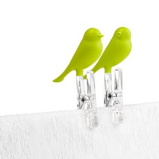 QUALy Peg Sparrow Clothe Peg 雀兒夾 造型功能夾 2個, 綠色, 1組