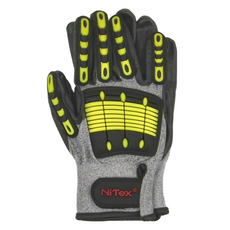NiTex 防割耐磨抗衝擊手套, ANSI A5, EN388 4X42E, 18號針織尼龍金屬編織, 丁晴橡膠塗層, L, 1雙