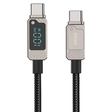 biaze 畢亞茲 PD100W Type-C對Type-C數顯快速傳輸線, 鋁合金外殼, TPE編織, 1.5m, 黑色, 1條