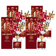 QiMart 箔金招財香氛珪藻土擴香瓶, 200ML, 純棉麝香, 4罐