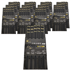 Little Pink Rabbit 粉彩小兔 古風金邊筷 Set 5雙, 黑色 + 金色, 5雙筷子, 12組