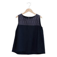 in Blooom 印花樂 拼接無袖背心上衣 M-L 鐵花窗3號/子夜藍