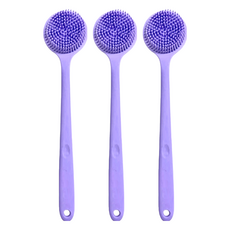 矽膠洗澡洗背刷，38x8x3.5cm, 薰衣草紫, 3支