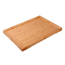 AHOYE 等閑竹製茶盤/托盤 防溢邊設計 居家餐廚用品, 1個, 原木色, 35 x 25cm