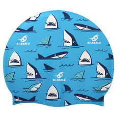 SABLE 黑貂 兒童矽膠泳帽 鯊魚, C32 寶藍丈青白, 均碼, 1個