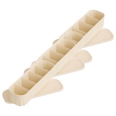 小麥購物 帶蓋內衣褲收納盒 5格 C557 奶油白 抽屜分隔整理 防塵衛生, 29.3 x 8.8 x 7cm, 2個