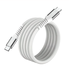 NAUGHTY GHOST 頑皮鬼 磁吸收納編織充電線 USB C to USB C 48V 5A 240W, 120cm, 秘境白, 1條