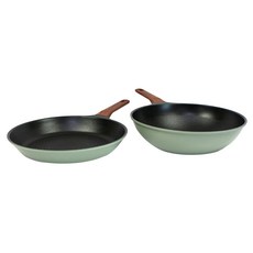 Kitchen-Art Modern系列 IH爐適用 不沾鍋組 2入, 平底鍋28cm1入 + 炒鍋28cm1入, 綠色, 1組