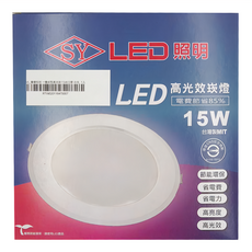 SY 聲億科技 LED高光效崁燈 15W 白光 節能省電 高亮度, 1個