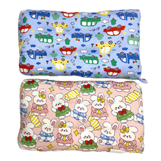 純棉可水洗安撫兒童荳荳枕頭 Set 2個, 43 x 28 x 6cm, 卡通汽車 + 糖果兔兔