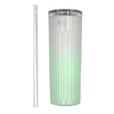 半島良品 漸層條紋304不銹鋼隨行杯 咖啡杯, 漸變綠, 500ml, 1個