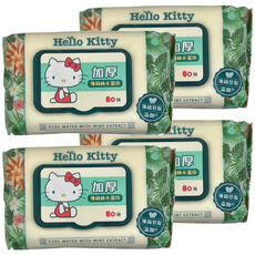 Sanrio 三麗鷗 Hello Kitty 加厚薄荷純水柔濕巾 加蓋 3D壓花款, 80張, 4包