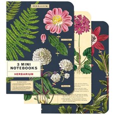 CAVALLINI&CO. 口袋筆記本 NBHERB/MINI, 植物圖鑑 青色 + 米黃色, 3本