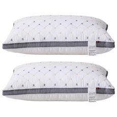 HONDONI 4D人體工學羽絲絨護頸枕, 柔軟舒適, 親膚透氣, 高彈蓬鬆, 74 x 48cm, 白色, 2個