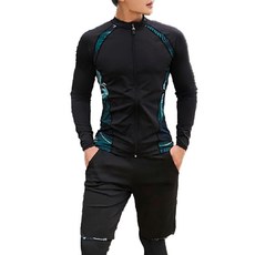 一家人的泳衣 成人男兩件組(外套、泳褲) 三件組(+防曬長褲), 3XL, 黑色