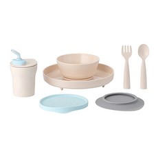 miniware 微兒 天然聚乳酸小食客6入組 - 嬰童餐具組 碗盤1入 點心盤1入 矽膠吸盤1入 矽膠上蓋1入 叉匙組1入 ..., 碗盤1入, 點心盤1入, 矽膠吸盤1入, 矽膠上蓋1入, 叉匙組1入, 水杯組1入, 香草薄荷, 1組