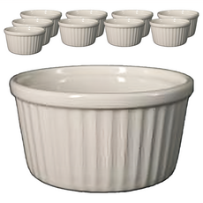 TATUNG 大同磁器 圓形烤盅 (8 x 4.2cm) 10入組 - 焗烤甜點適用, 1組, 白色