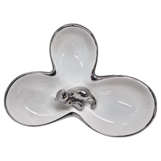 貓咪裝置盤 瓷器 法國進口, 白色 + 銀色