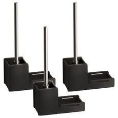 馬桶刷套組 太空鋁材質 耐腐蝕 免釘膠安裝 適用於浴室, 黑色, 3組