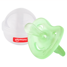 sillymann 矽膠安撫奶嘴 附收納盒, 0-4個月, 透明綠色, 1組