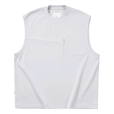 BOHRHOO 落肩分割背心 寬鬆 撞色 印花 純棉 極簡 分割字母 Logo, 灰 M