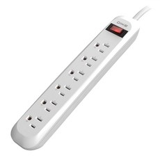 DIKE 安全加強型一切電源延長線 2P+E(插孔)X6插座組 1650W(Max), 1.8m, 白色, 1個