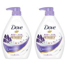 Dove 多芬 清爽柔膚沐浴露 薰衣草舒緩, 24小時長效水潤, 含雙效養護鎖水配方, 900g, 2瓶