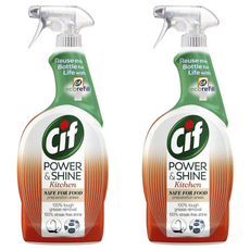 Cif 潔而亮 廚房用清潔劑，有效去除頑固油脂，保持清潔閃亮, 700ml, 2瓶