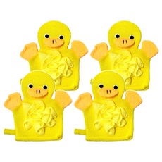 兒童動物搓澡手套, 黃色小鴨, 1入, 4個