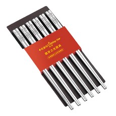 Shining Star 中國星閃 316不銹鋼家庭套裝筷, 6雙筷子, 銀色, 1組