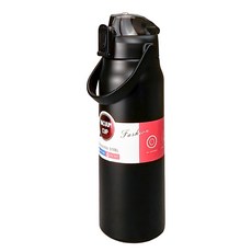 316不鏽鋼大容量手提吸管保溫壺,食品級矽膠圈, 杯蓋防側漏, 附贈彈力吸管, 硯墨黑, 1.8L, 1個