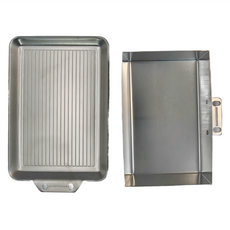 Campingmoon 柯曼 加厚不鏽鋼平底煎盤組, DO-2117, 平底煎盤 21 x 14cm + 煎煮鍋17 x 12 x 5cm + 手柄 12.5cm + 收納包, 1組