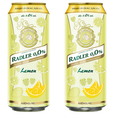 RADLER 萊德 0.0%無酒精啤酒風味飲, 天然釀造 保留啤酒花風味, 繽紛馬卡龍色調, 檸檬, 500ml, 2罐