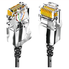 山澤 Cat.6A 10Gbps超高速傳輸八芯雙絞鍍金芯極細網路線 2M, 黑色, 1條