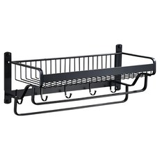 網籃壁桿衛浴置物架, 57cm, 黑色, 1個
