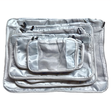 FIFloo 緞面可伸縮進口行李收納袋6件組 - 霧灰藍 43x31x11.5/33x25x11.5/26x21x11.5/33X18x11.5/25x11x11.5/18x11x11.5