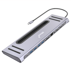 Mr.OC 橘貓先生 12合1多功能筆電底座 TC轉HDMI/TF/SD/RJ45/USB 3.0 170 x 88 x 25mm 127g, 太空灰, 1個