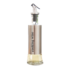 EZlife 不鏽鋼玻璃 可控油量密封油壺 + 304不鏽鋼漏斗 - 300ml, 定量倒油, 單手開關, 五款一組, 1個