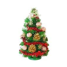 迷你裝飾聖誕樹木質雪花系 LED20燈彩光電池燈*1 免組裝, 綠色