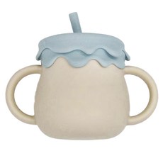 矽膠兩用維尼蜂蜜水杯, 防拔吸管 防開杯蓋 耐高溫至220度, 藍蓋米杯, 1個, 250ml